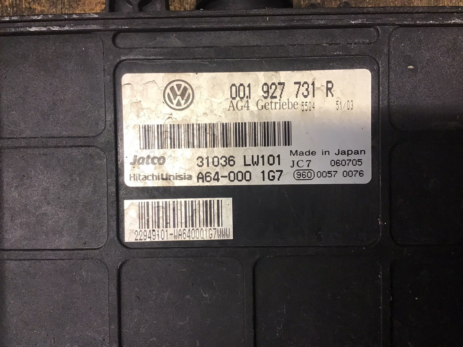 VOLKSWAGEN POLO 9N3 AUTOMATIC GEARBOX CONTROL MODULE ECU 001927731R 2005-2009
