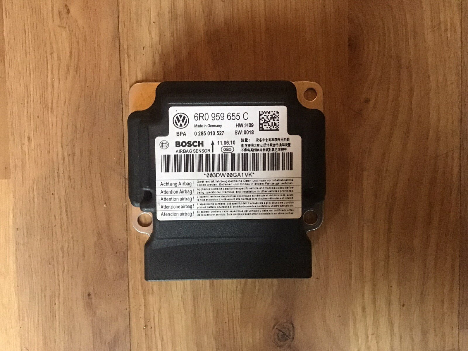 VOLKSWAGEN POLO 6R AIRBAG CONTROL MODULE ECU 6R0959655C 2009-2013