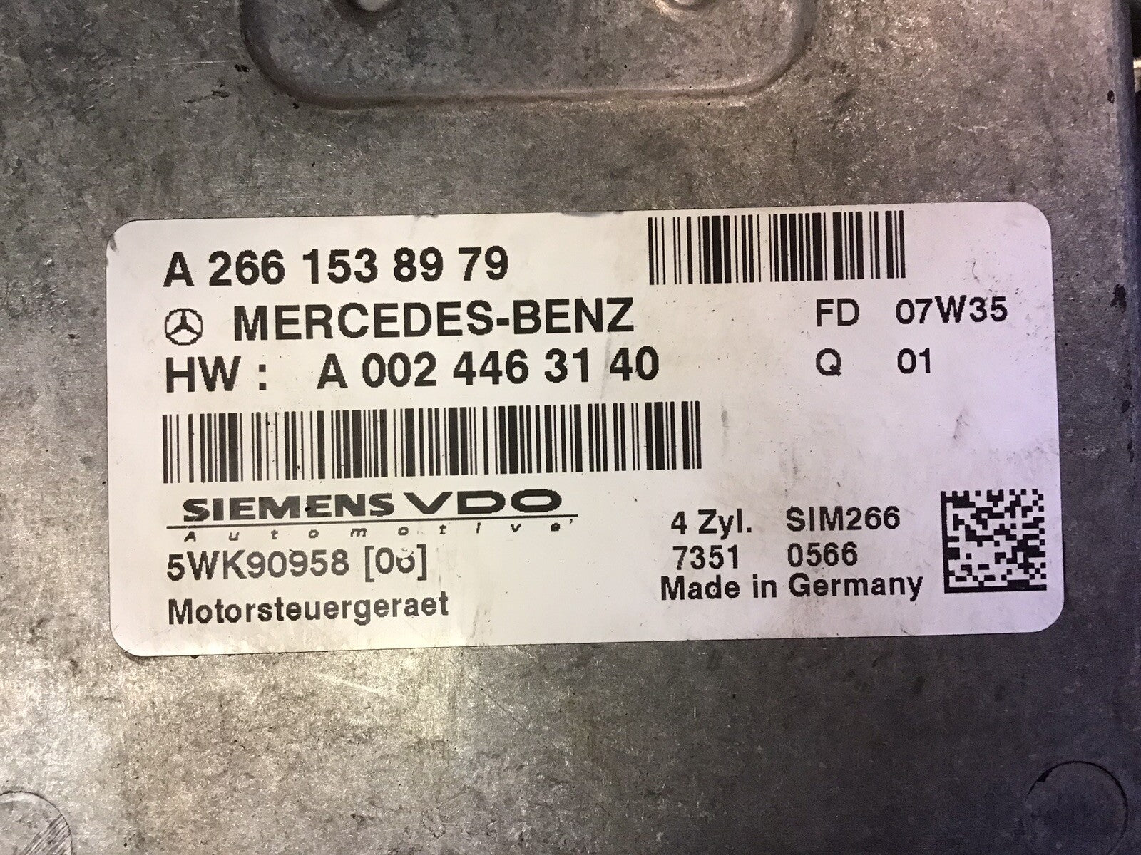 MERCEDES A CLASS W169 1.5 PETROL ENGINE CONTROL UNIT ECU A2661538979 2005-2012