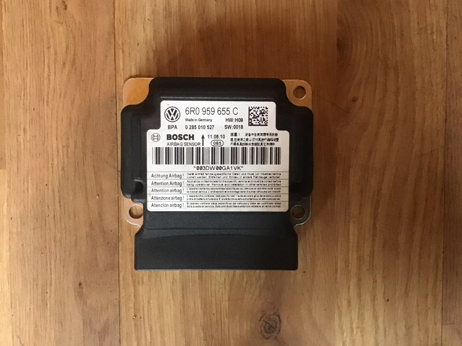 VOLKSWAGEN POLO 6R AIRBAG CONTROL MODULE ECU 6R0959655C 2009-2013