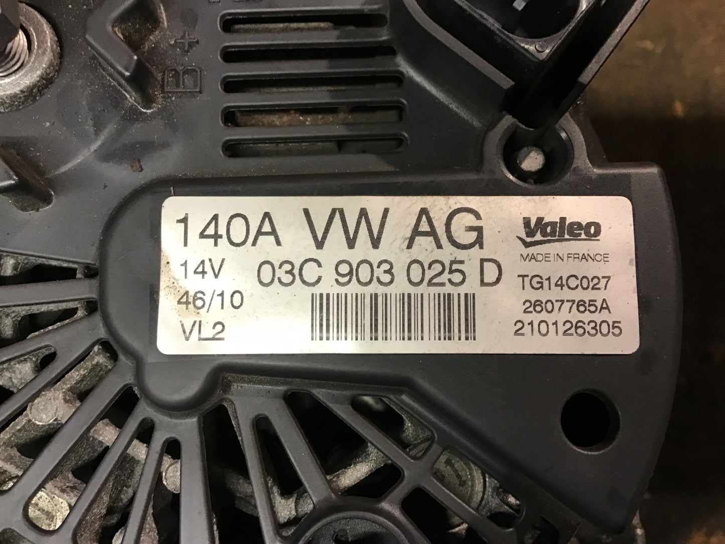 VOLKSWAGEN SEAT SKODA 1.4 TSI PETROL ALTERNATOR 03C903025D 140A 2008-2013