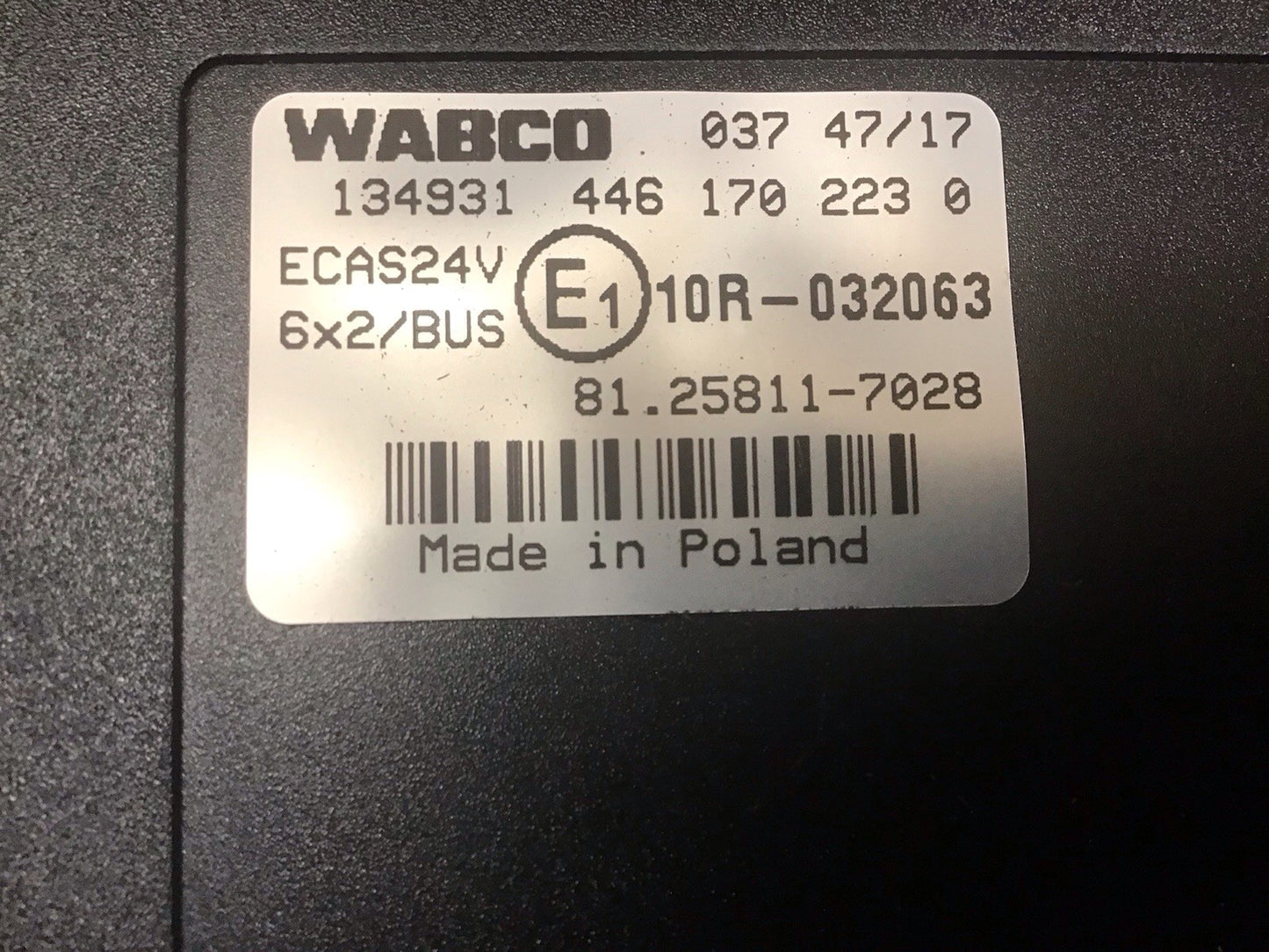 MAN TGX TGS ECAS CONTROL UNIT 81.25811-7028 WABCO 134931 EURO 6 2015-2020