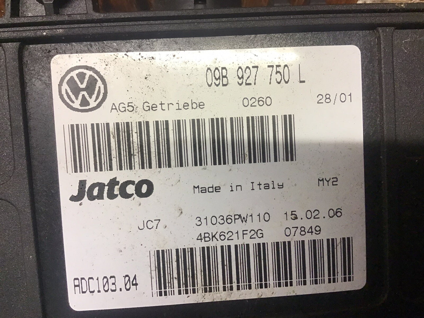 VOLKSWAGEN SHARAN  AUTOMATIC GEARBOX CONTROL MODULE ECU 09B927750L 2004-2010