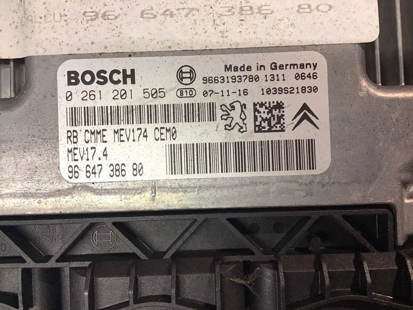 PEUGEOT 308 1.6 PETROL ECU KIT 9664738680 BOSCH  0261201505 5FW  2007-2012