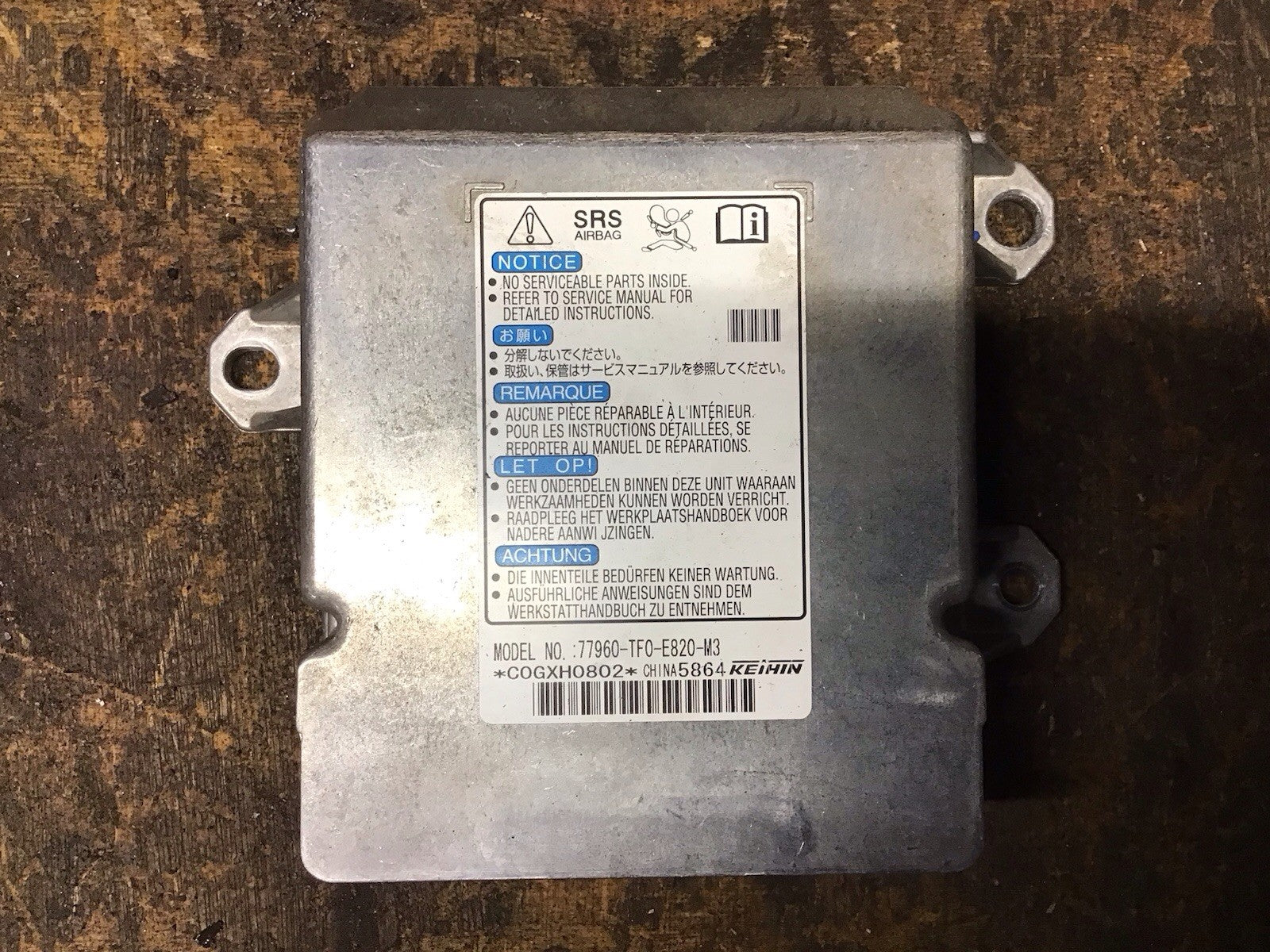 HONDA JAZZ  MK3  AIR BAG MODULE SENSOR ECU 77960-TF0-E820<wbr/>-M3 2009-2014