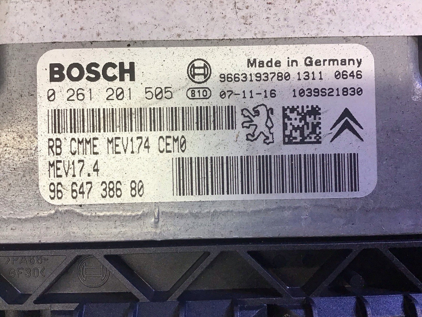 PEUGEOT 308 1.6 PETROL ECU KIT 9664738680 BOSCH  0261201505 5FW  2007-2012