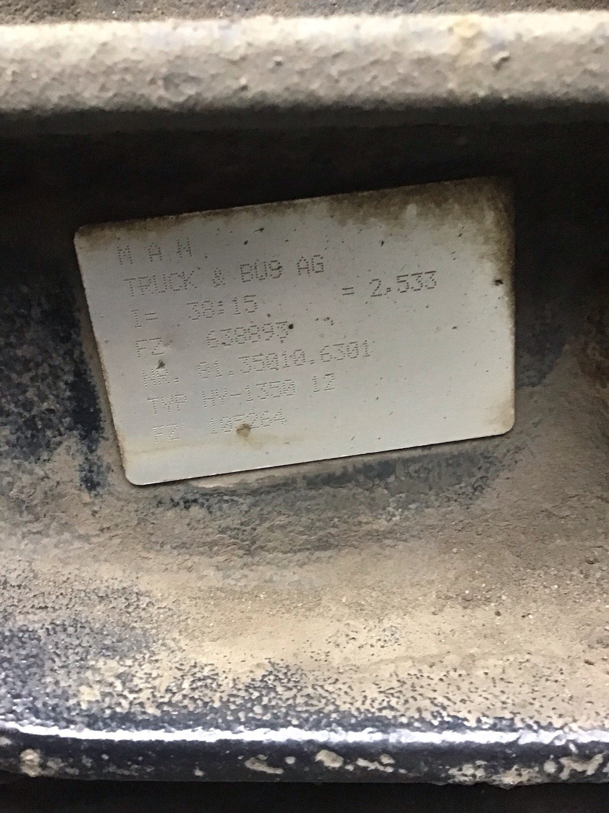 MAN TGX TGS DIFFERENTIAL RATIO 38:15  2.533 81.35010.6301 2015-2020