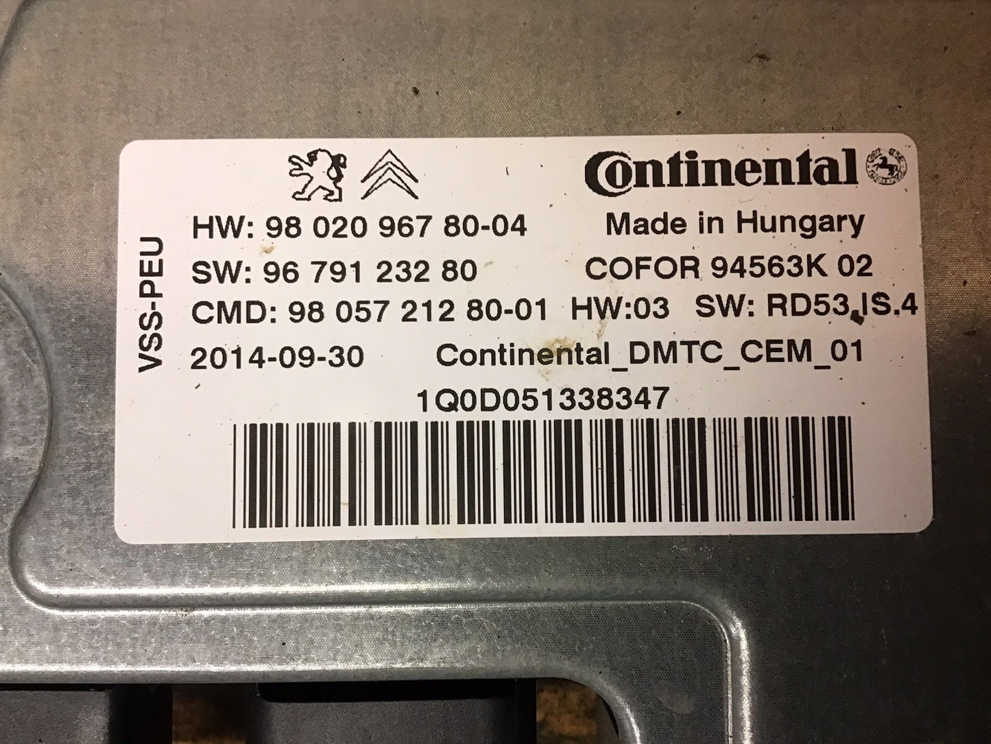 PEUGEOT CITROEN STOP START ECU MODULE 9679123280 2010-2015