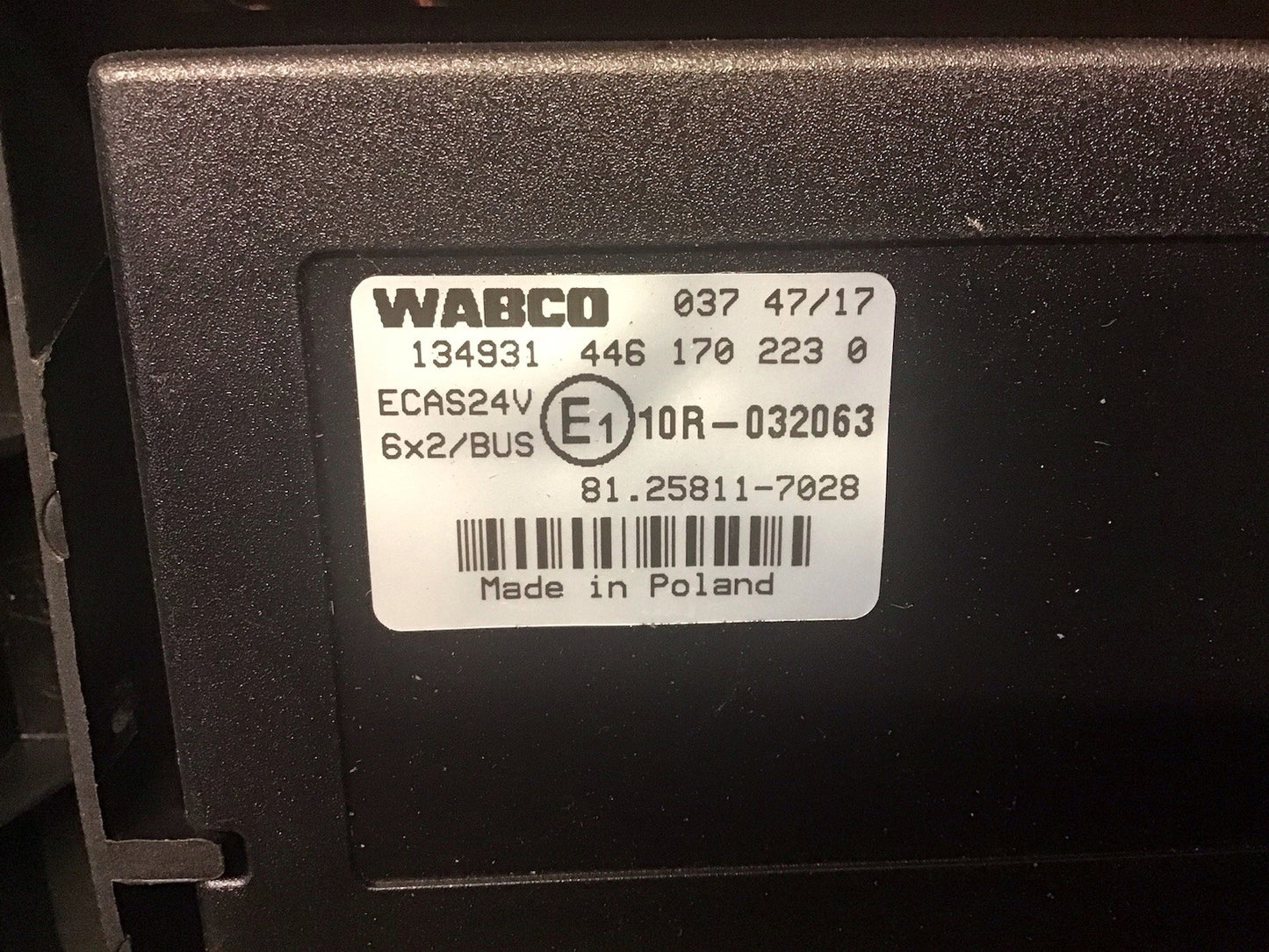 MAN TGX TGS ECAS CONTROL UNIT 81.25811-7028 WABCO 134931 EURO 6 2015-2020