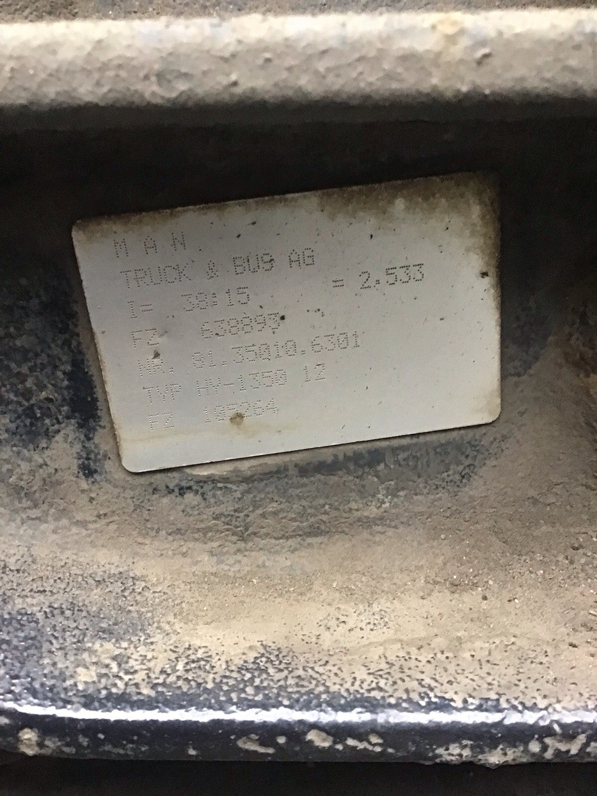 MAN TGX TGS DIFFERENTIAL RATIO 38:15  2.533 81.35010.6301 2015-2020