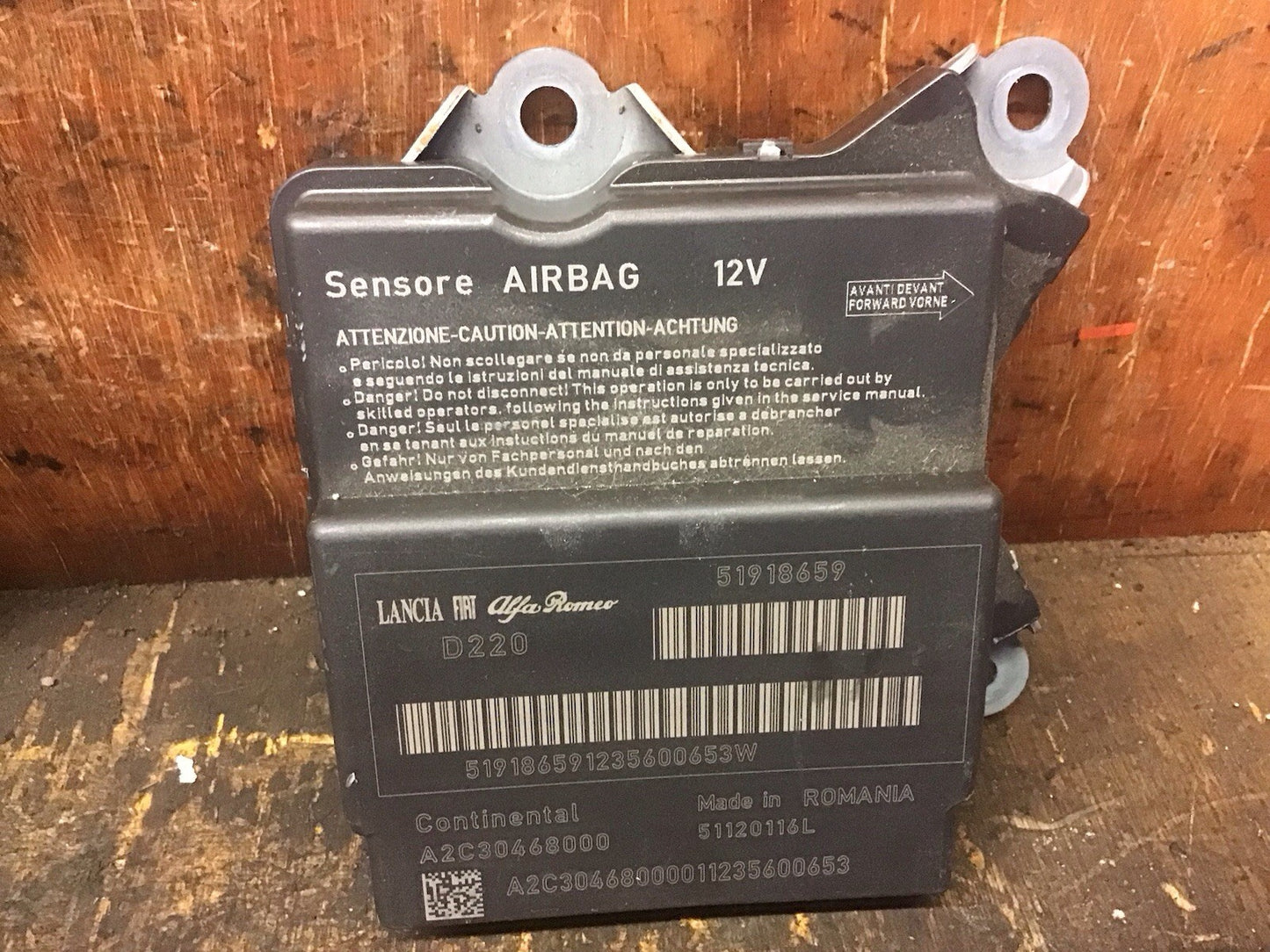 FIAT 500 AIR BAG MODULE SENSOR ECU 51918659 2008-2016